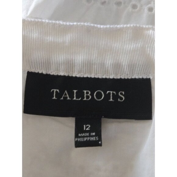 Talbots Skirt Women's White Cotton Eyelet lined pleated size 12 - Picture 5 of 6